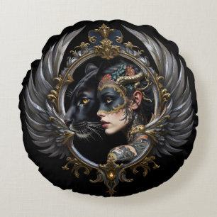 Shadow Queen – Panther Spirit Emblem. Rundes Kissen