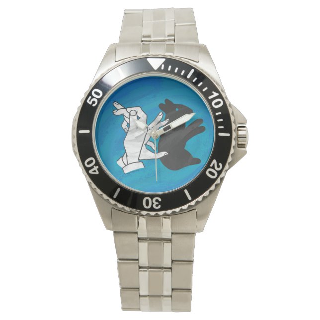Shadow Rabbit auf blau Armbanduhr (Vorderseite)