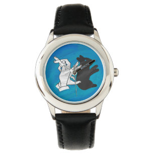 Shadow Rabbit auf blau Armbanduhr