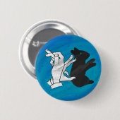 Shadow Rabbit auf blau Button (Vorne & Hinten)