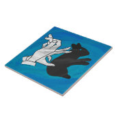 Shadow Rabbit auf blau Fliese (Seite)