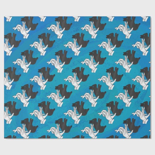 Shadow Rabbit auf blau Geschenkpapier (Flach)