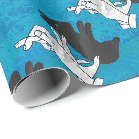 Shadow Rabbit auf blau Geschenkpapier (Rolleneckpunkt)