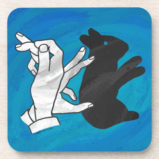 Shadow Rabbit auf blau Getränkeuntersetzer (Vorderseite)