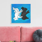 Shadow Rabbit auf blau Leinwanddruck (Insitu (Wohnzimmer))