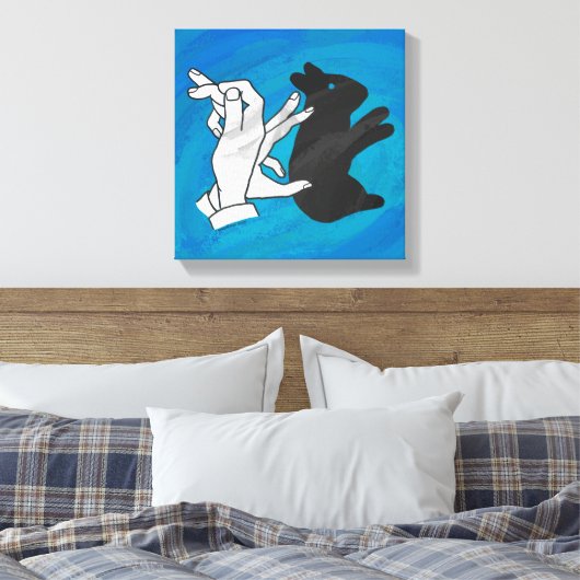 Shadow Rabbit auf blau Leinwanddruck (Insitu (Schlafzimmer))