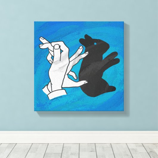 Shadow Rabbit auf blau Leinwanddruck (Insitu (Holzboden))