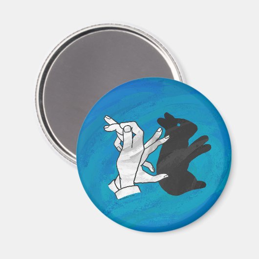 Shadow Rabbit auf blau Magnet (Vorderseite/Rückseite)