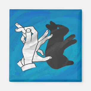 Shadow Rabbit auf blau Magnet
