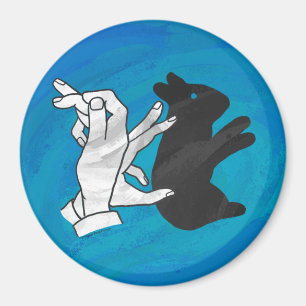 Shadow Rabbit auf blau Magnet