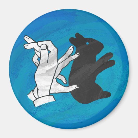 Shadow Rabbit auf blau Magnet (Vorne)