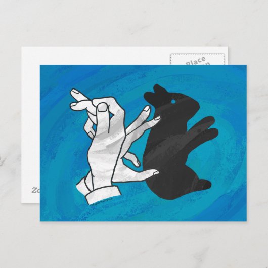 Shadow Rabbit auf blau Postkarte (Vorne/Hinten)