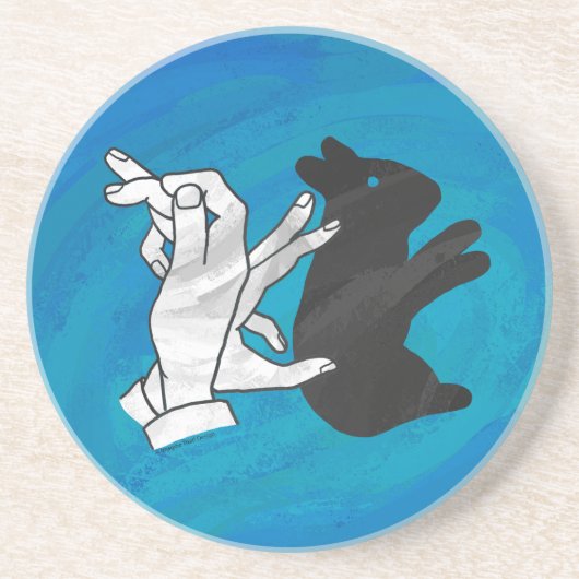 Shadow Rabbit auf blau Sandstein Untersetzer (Vorne)