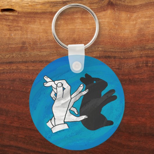 Shadow Rabbit auf blau Schlüsselanhänger (Vorderseite)