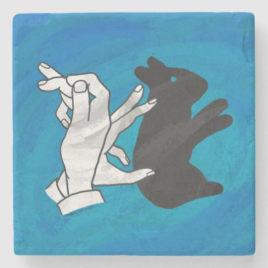 Shadow Rabbit auf blau Steinuntersetzer (Vorderseite)