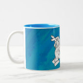 Shadow Rabbit auf blau Zweifarbige Tasse (Links)