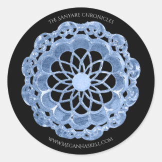 Shadow Rose Mandala Sticker - Blau auf Schwarz