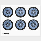Shadow Rose Mandala Sticker - Blau auf Schwarz (Blatt)