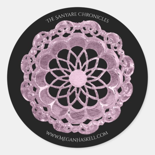 Shadow Rose Mandala Sticker - Rosa auf Schwarz (Vorderseite)