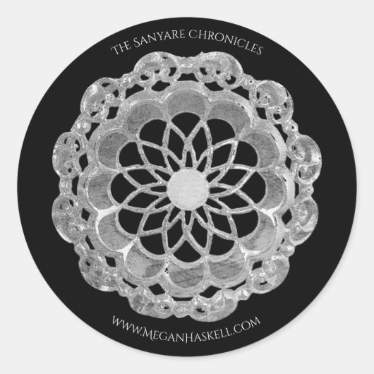 Shadow Rose Mandala Sticker - Silver & Black (Vorderseite)