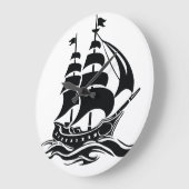 Shadow Sailing Ship – Vintage Ocean Illustration Große Wanduhr (Winkel)