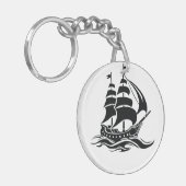 Shadow Sailing Ship – Vintage Ocean Illustration Schlüsselanhänger (Vorderseite links)