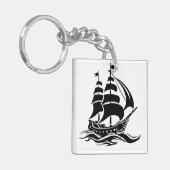 Shadow Sailing Ship – Vintage Ocean Illustration Schlüsselanhänger (Vorderseite links)