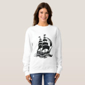 Shadow Sailing Ship – Vintage Ocean Illustration Sweatshirt (Vorne ganz)