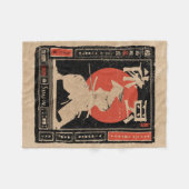 Shadow Samurai Japandi Art | Wabi Sabi Red Sun Fleecedecke (Vorderseite (Horizontal))