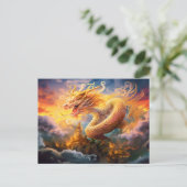 Shadow & Shine – Chinese Airbrush Dragon in Gold o Postkarte (Stehend Vorderseite)