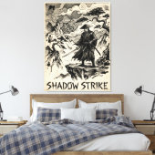 Shadow Strike Samurai Ink Art Canvas Print Leinwanddruck (Insitu (Schlafzimmer))