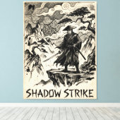 Shadow Strike Samurai Ink Art Canvas Print Leinwanddruck (Insitu (Holzboden))