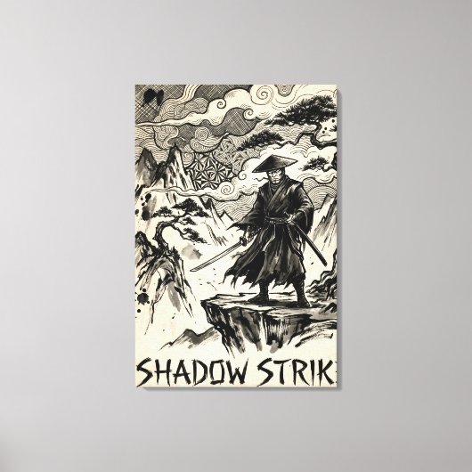 Shadow Strike Samurai-Tusche-Kunstleinwanddruck Leinwanddruck (Vorderseite)