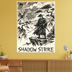 Shadow Strike Samurai-Tusche-Kunstleinwanddruck Leinwanddruck