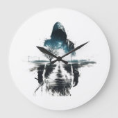 Shadow Wanderer Art Clock Große Wanduhr (Vorderseite)