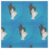 Shadow Wolf auf Blue Stoff (Nahaufnahme)