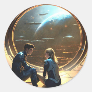 Shadowed Embrace Round-Aufkleber Runder Aufkleber