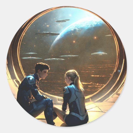 Shadowed Embrace Round-Aufkleber Runder Aufkleber (Vorderseite)