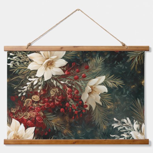 Shadows Christmas Ballet Botanical Wandteppich Mit Holzrahmen (Vorne)