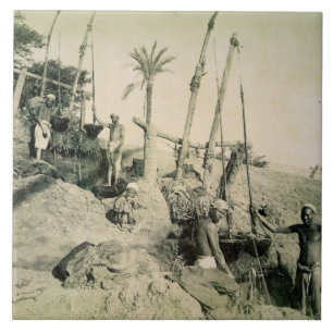 Shadufs in oberem Ägypten (Sepia-Foto) Fliese