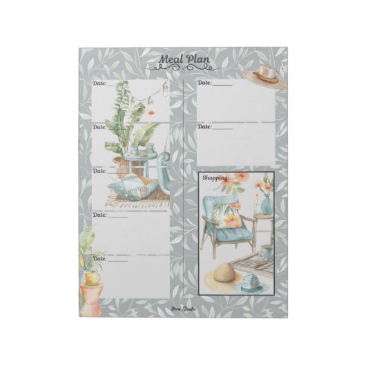 Shady Lady 7 Day Blank Meal Planner Notizblock (Rotiert)