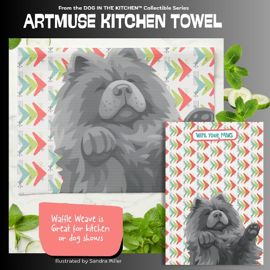 SHADY LADY -blue chow - ArtMuse Kitchen Towels Geschirrtuch