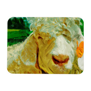 Shaggi White Angora Ziege Abstrakten Impressionism Magnet