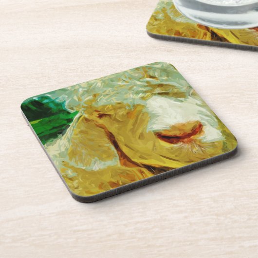 Shaggi White Angora Ziege Abstrakten Impressionism Untersetzer (Linke Seite)