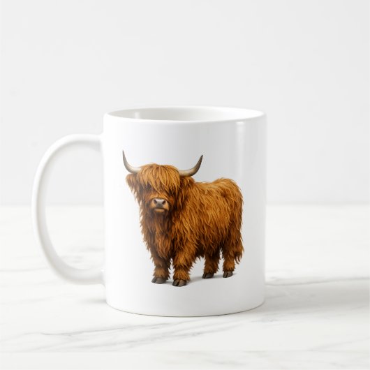 Shaggy Highland Cow Portrait Kaffeetasse (Links)