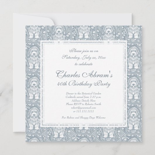 Shaggy Hund Geburtstagsparty Begrüßung Einladung (Rückseite)