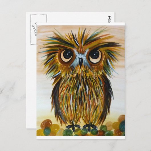 Shaggy owl big eyed wildlife postkarte (Vorne/Hinten)