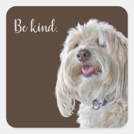 Shaggy Poodle mit Zitat Quadratischer Aufkleber