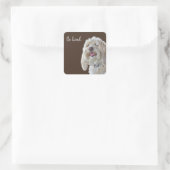 Shaggy Poodle mit Zitat Quadratischer Aufkleber (Tasche)
