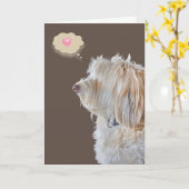 Shaggy Poodle Portrait Denken Sie an Sie Karte (Gelbe Blume)